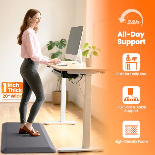 Image of 1-Inch Thick Anti-Fatigue Mat for Kitchen and Standing Desk, 20 inchx32 inch, Grey