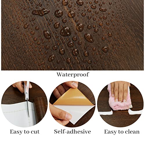 VaryPaper Dark Brown Wood Contact Paper 15.7\"x78.7\" Wood Textured Wallpaper Peel and Stick Countertop Contact Paper Waterproof Self Adhesive Wood Vinyl Wrap for Furniture Cabinets Desk Shelves Table