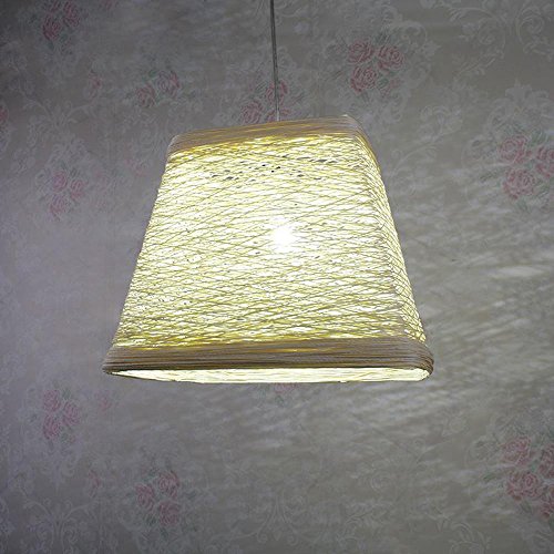 Plafonnier en rotin beige trapézoïdal pour couloir et salle à manger