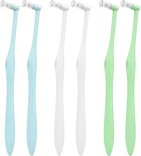 End Tuft Toothbrush with Covers, Small Head for Hard-to-Reach Areas, Orthodontic Toothbrush for Braces, Soft Bristles for Adults, Individually Wrapped, 6-Pack