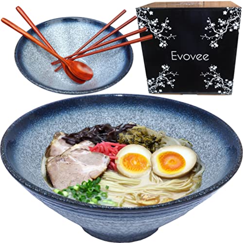 Best Deal Cheap π Evovee Japanese Ramen Bowls and Spoons Set 60 oz Ceramic Extra Large Asian Noodle Bowls Ramen Bowls and chopsticks and spoons set of 2 Japanese Bowls Pho Bowl Ramen Bowl Set 9 inch Blue ❤ Crazy Deals Evovee Japanese Ramen Bowls and Spoons Set 60 oz Ceramic Extra Large Asian Noodle Bowls Ramen Bowls and chopsticks and spoons set of 2 Japanese Bowls Pho Bowl Ramen Bowl Set 9 inch Blue