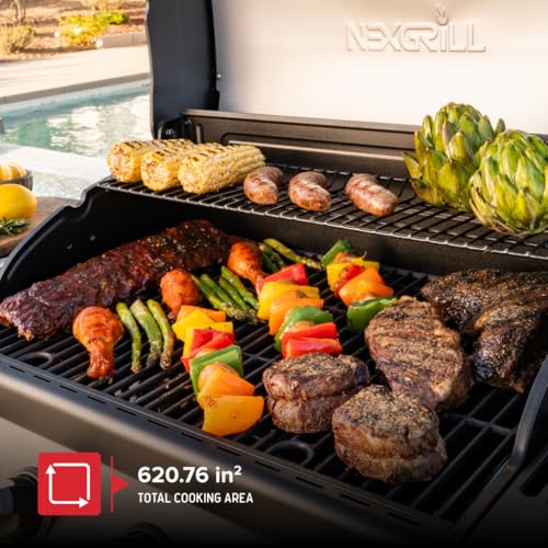 Image of Nexgrill 4-Burner Propane Gas Grill with 2-In-1 Charcoal Tray & Side Burner, Stainless Steel Frame, 626 SQ In Total Cooking Space, 60,000 BTUs, BBQ Grill Perfect for Outdoor Gatherings - 720-1141