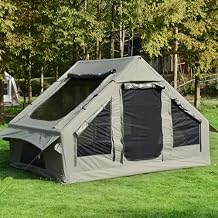 HOMEFUN 4 Person Inflatable Tent with Air Pump, All-Weather Blow Up Tent with Privacy Divider, Easy Setup & Privacy Divider for Camping