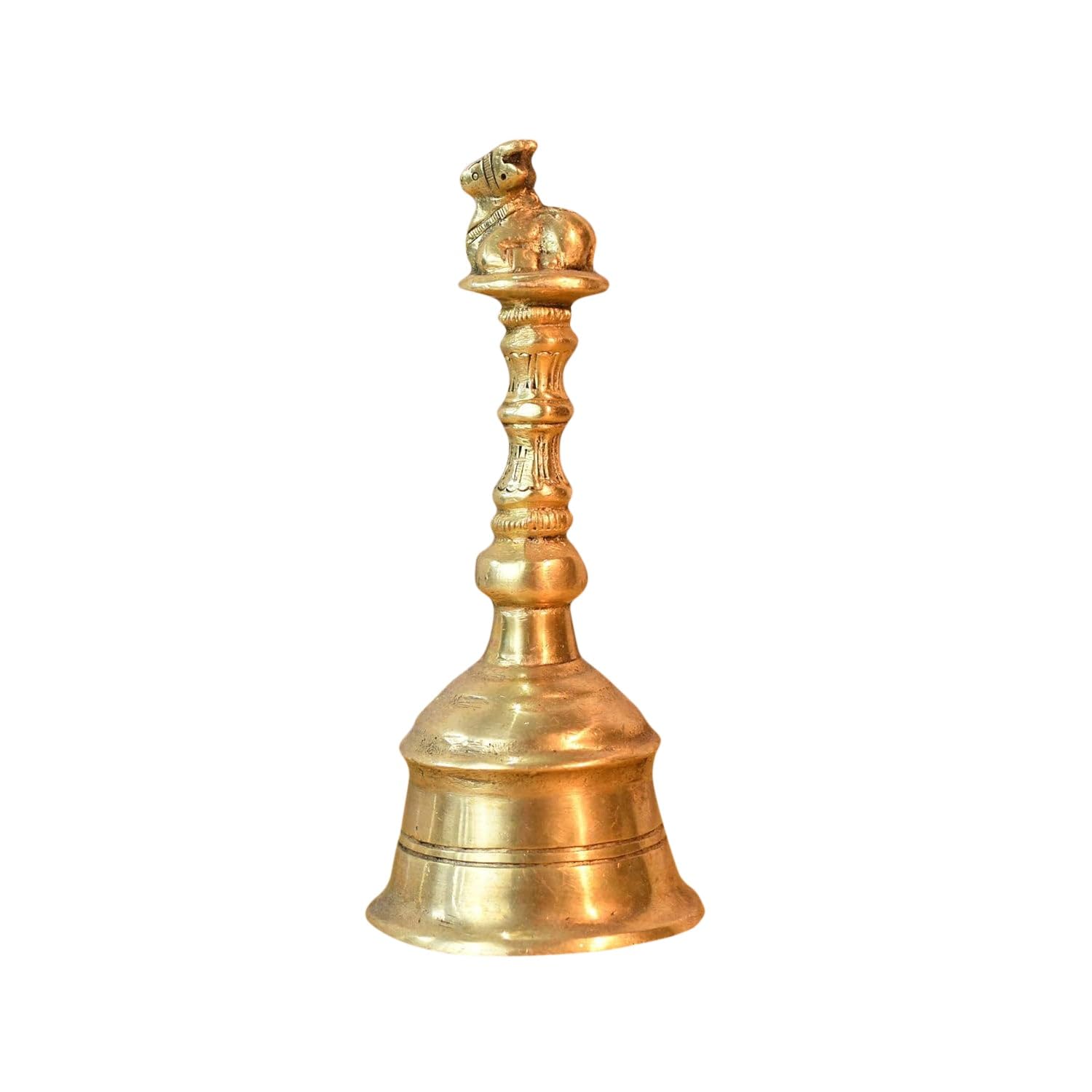 Craftstribe Nandi Bell Brass Pooja Bell, Handmade Prayer Ghanti Jingle Hand Bell For Home Temple Worship, Nandi Bell For Puja, Religious & Spiritual Items