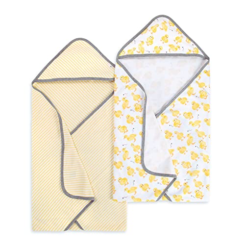 Image of Burt's Bees Baby - Hooded Towels, Absorbent Knit Terry, Super Soft Single Ply, 100% Organic Cotton