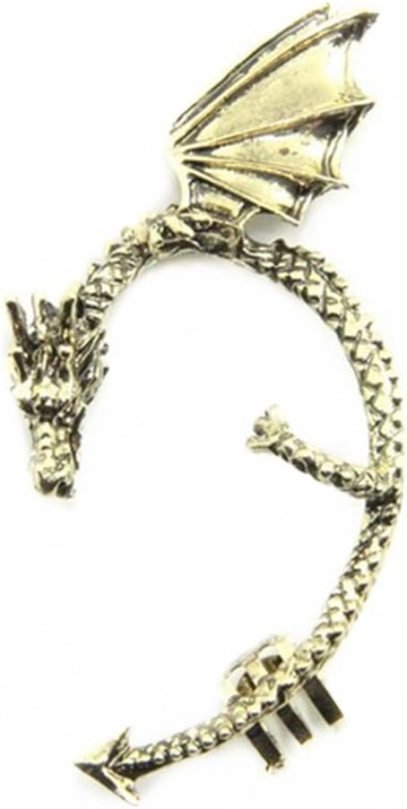 Gothic Earring Classic Dragon Ear Wrap Cuff Earring Punk Rock Left Ear (antique brass)