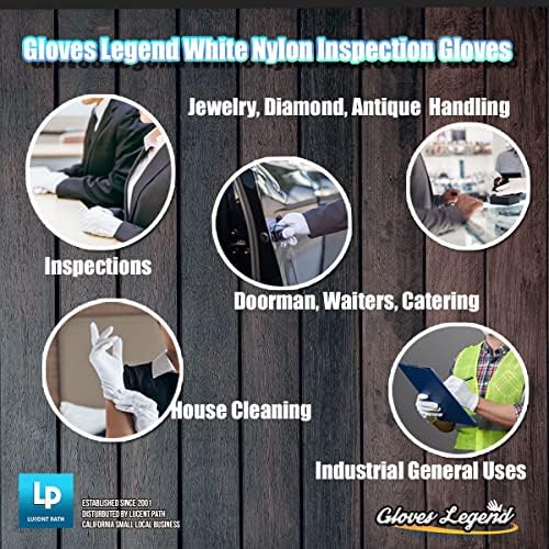Miniatura 8 de Gloves Legend Guantes de inspección blancos de nylon blanco de la joyería de la moneda antigüedades guantes de trabajo de