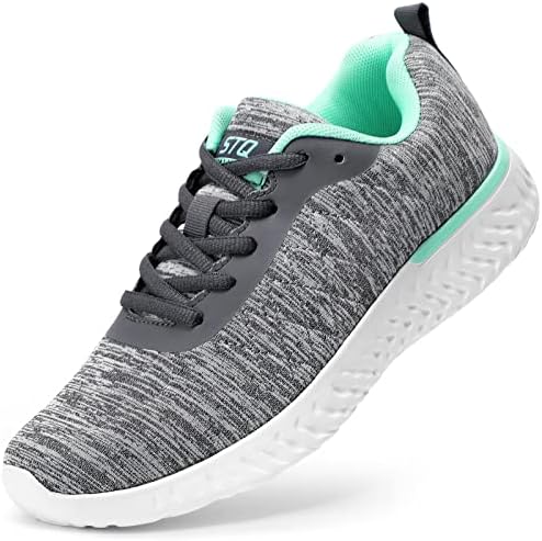 STQ Walking Shoes for Womens Lightweight Comfortable Casual Sports Shoes Athletic Sneakers Grey/Green 7.5