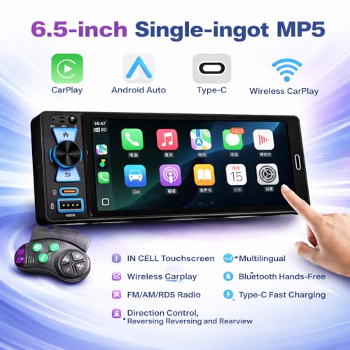 Radio para auto con pantalla táctil 6.5 pulg y CarPlay miniatura 2