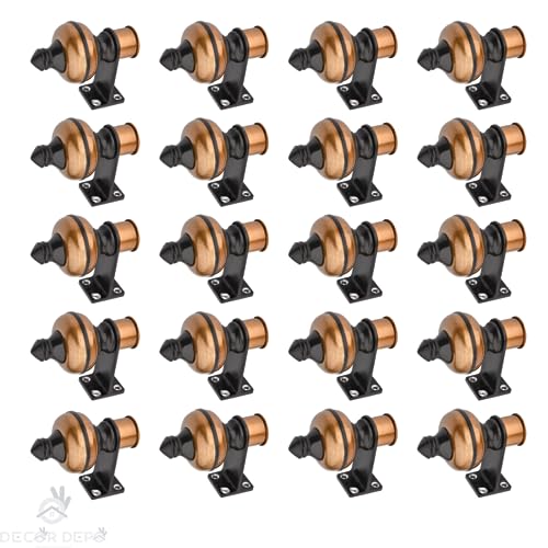 Image of Stylish Curtain Hooks /Curtain Knobs /Rod Rail Bracket for Home Copper Black Finish (20P, Copper Black)
