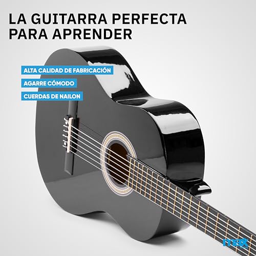 Miniatura 3 de Max Soloart Guitarra Clasica Con Cuerdas De Nailon Para Principiantes Adultos - Guitarra Flamenca Con Funda, Afinador, Púa, Correa Y Accesorios - Guitarra Española 4 4 En Color Negro