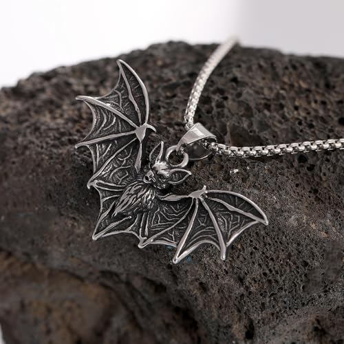YWMAN Bat Necklace for Men - Stainless Steel Vampire Pendant, Gothic Halloween Goth Jewelry‌3