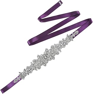 Cinturón de novia con diamantes de imitación, apliques de cristal para damas de honor, cinturones, decoración de vestido de boda, color morado y dorado