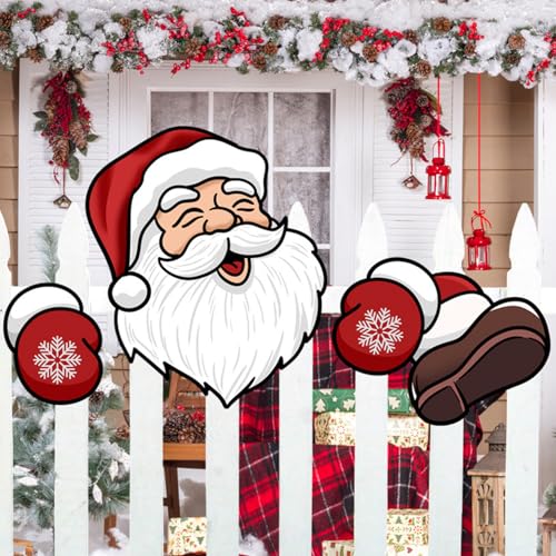 Ornements clôture extérieure Noël Père Noël aux détails soignés