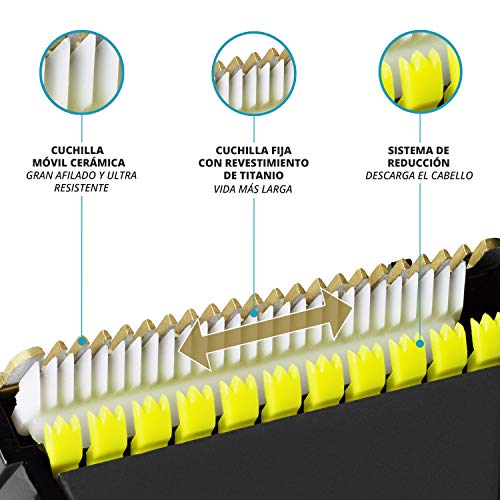 TM Electron TMHC106G Maquinilla eléctrica Profesional cortapelos inalámbrica con batería Recargable, indicador de Carga Luminoso LED, Cuchillas de Titanio y cerámica, Verde, Clásico, Clásico - imagen 3