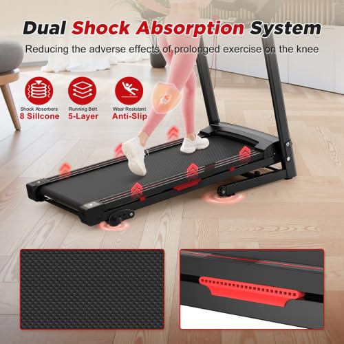 Image of Under Desk Treadmill, 3.5HP Folding Treadmill with Incline - 330 lbs Capacity for Home, 12 Programs, Portable Electric Walking /Jogging Machine for Small Spaces & Home Gym