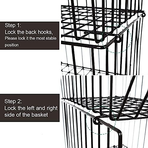 Mocosy 4 Tier Metal Vegetable Fruit Storage Rack Wire Basket with Wheels and Cover Stackable Rolling Fruit Basket Utility Rack Storage Organizer Bin for Kitchen Pantry Closet Bedroom Bathroom