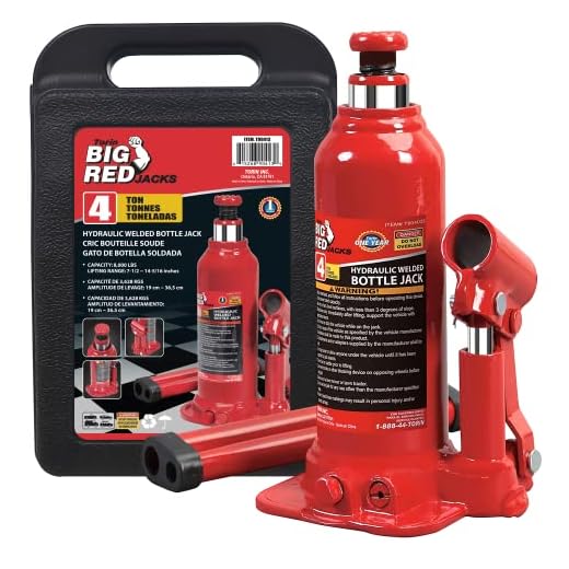 Torin T90413 Big Red Hydraulic Bottle Jack with Carrying Case, 4 Ton (8,000 lb) Capacity