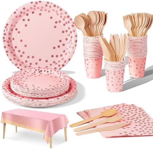 TEGOVE Anniversaire Vaisselle de fete,226PCS Assiette Carton Blanc Serviettes Gobelet Nappe,Kit Vaisselles Anniversaire Assiette,pour les fêtes d'anniversaire Mariages(25 invités