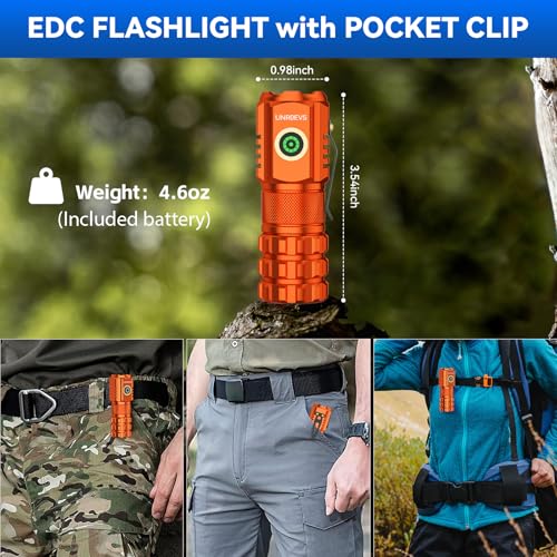 XC06 Mini Flashlight Rechargeable,Pocket Flashlight with Magnet,Super Bright Small Compact Flashlight,5 Modes EDC Flashlight for Camping,Emergency. (1, Orange)