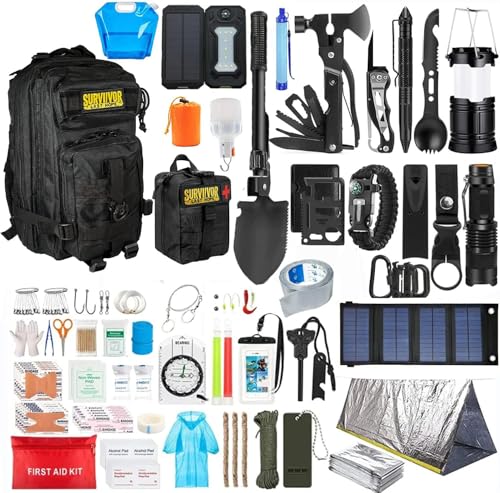 Kit di Sopravvivenza Avanzato – Kit di Emergenza con 20 Strumenti Multifunzione e Più di 60 Articoli di Primo Soccorso – Estremamente Completo – Pratico - Leggero - (Z2 Standard)