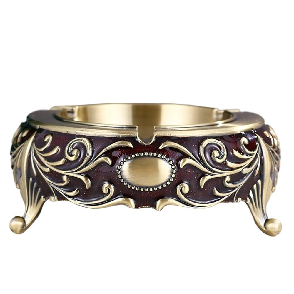 Ashtrays Golden Ashtray Metal Material Unique Pattern for Office Hotel Living Room Desktop Decor
