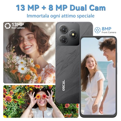 Oscal 2025 Smartphone Android 15, 12GB +128GB/2TB Telefono Cellulare, 6.52" Hd+ 90Hz, 5000Mah Smartphone Offerta, 13MP+5MP, Octa Core, 4G Dual Sim/Gps/Fingerprint/Otg/3.5Mm Jack - 7