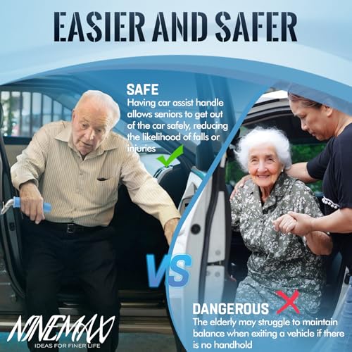 NINEMAX Einstiegshilfe Auto Senioren, Ausstiegshilfe Auto für Ältere Menschen, Haltegriff Autogriff Zum Aussteigen Mobilitätshilfe Grip Helfer,1 Stück (Hellblau)