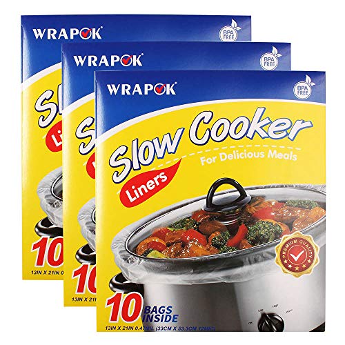 WRAPOK Bolsas de cocina lenta sin BPA para olla ovalada o redonda, tamaño grande 30 x 50 cm, se...