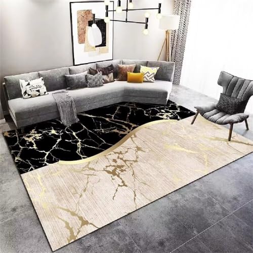 Tapis extérieur noir effet marbre et moquette jaune 100x160cm