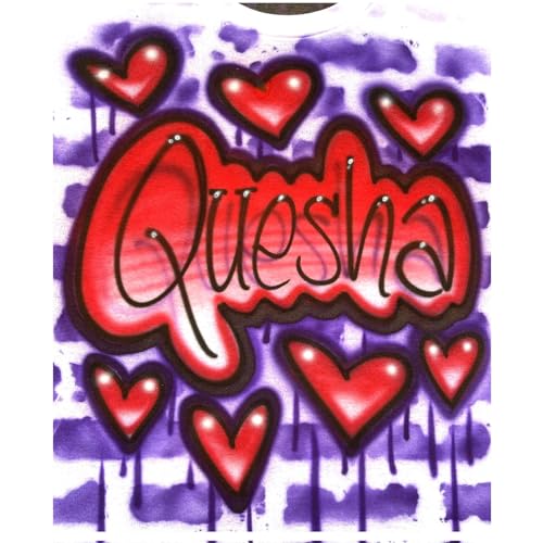 Airbrush Graffiti Hip Hop Old Skool 80's Red & Purple Brick Wall T Shirt