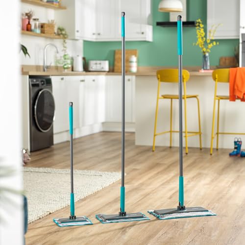Beldray Anti-Bac Clip-to-Grip Badezimmermop - Großes Moppkopf, Fliesen/Boden/Spiegel/Badewanne, Hygienischer Druckgriff, 360° Schwenkkopf, 4 Maschinenwaschbare Tücher, Reinigung & Schrubben