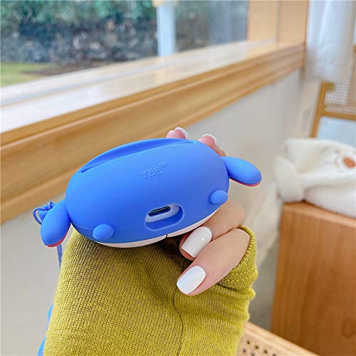 Soft Silicone Case with Ring Loop for Apple AirPods Pro/Pro 2 2016 2022 Model Eeyore Blue Color Donkey Animal 3D Cartoon Anime Animation Fun Cute Lovely Adorable Classic Kids Girls Boys Unisex