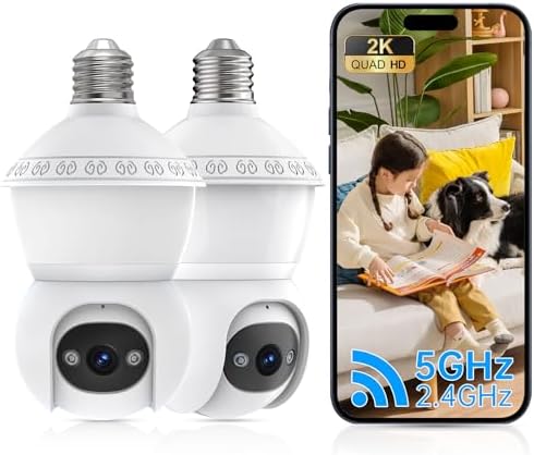 Light Bulb Security Cameras, 5G&2.4G Security Cameras Wireless Ou...