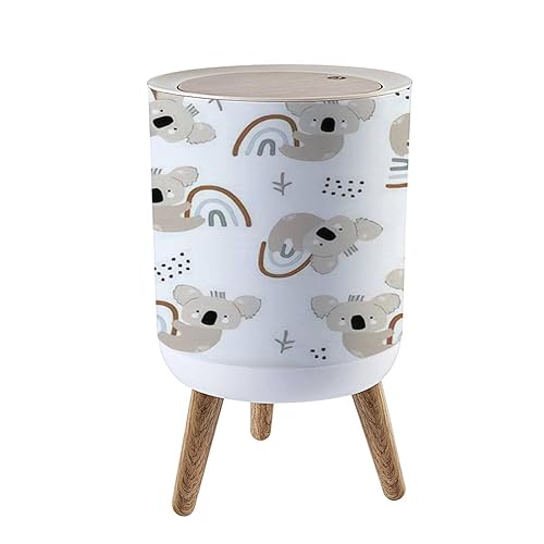 Miniatura 1 de Cubo de basura pequeño con tapa para baño, cocina, oficina, pañal, sin costuras, infantil, lindo, koala colgante, arco iris, creativo, escandinavo,