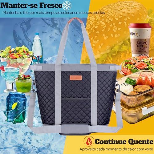 INSMEER Bolsa Térmica Grande Portátil - 45 latas/30L, Refrigerador Macio Dobrável com Alça de Ombro,