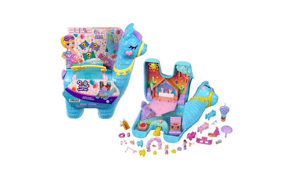 Polly Pocket Pajama Party Playset, 25 Toy Surprises, Pop and Swap Toy Accessories, 2 Dolls, Toys for Ages 4 and Up, One Playset, HHX74
