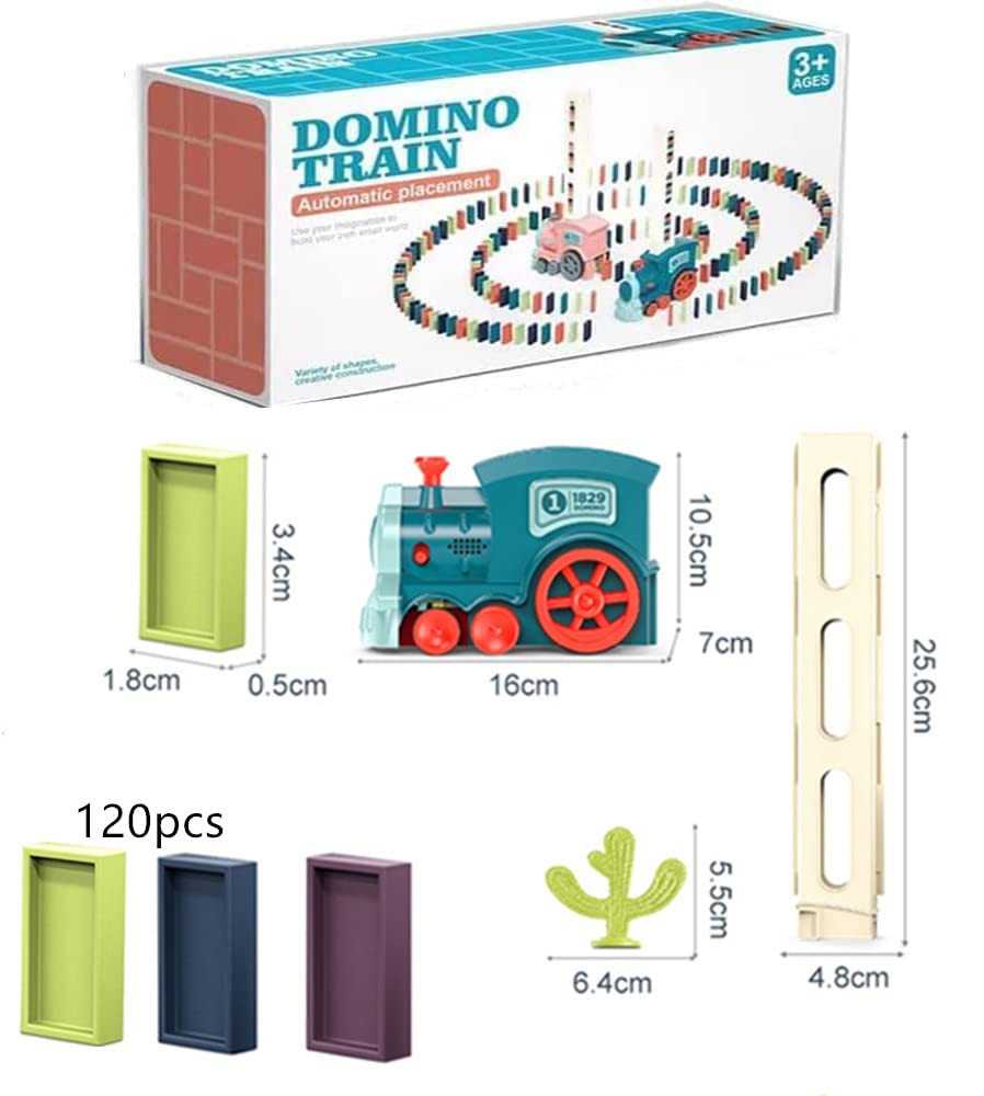 Jouet de Train Domino,120 pièces de Blocs Électrique Train,Jouets de Construction et d'empilage,pour Filles et Garçons 3 Ans et Plus