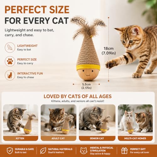 Jouet pour chat oscillant avec plume pour stimuler son instinct - 3