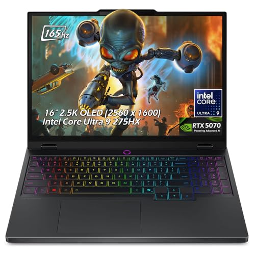 Image of Customized Laptop, Created Using Lenovo Legion Pro 5i Gaming Laptop, Intel Core Ultra 9 275HX, RTX 5070, 16 inch WQXGA OLED 500nits, 32GB DDR5 1TB SSD, Backlit KB, WiFi7, Win11, Eclipse Black