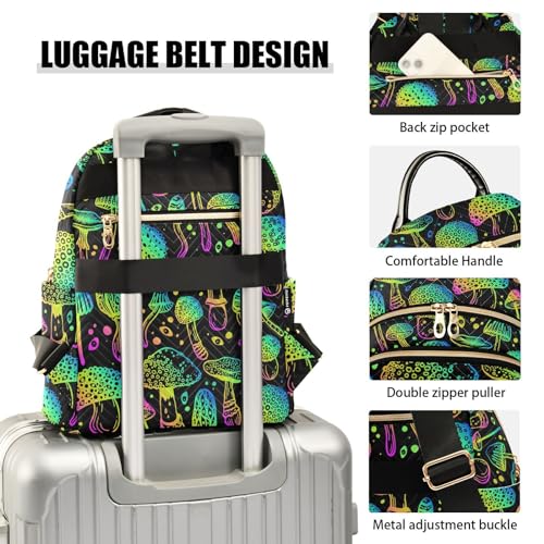 Image of Mini Backpack Trippy Colorful Mushroom Fashion Backpack Purse for Women,Handbag Shoulder Bag Casual Daypack, Ladies Gift for College Work（S）