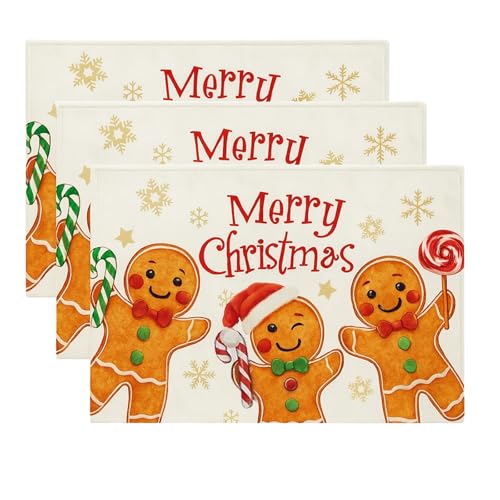 4er Set Weihnachtliche Tischsets Lebkuchenmann, 45x30cm Abwaschbar &...