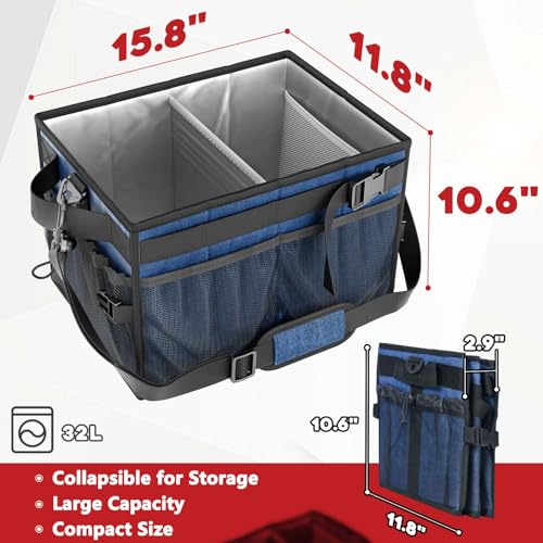 FANGSUN Large Grill and Picnic Caddy with Paper Towel Holder, BBQ Organizer for Utensil, Plate, Condiment, Collapsible & Easy Carry Griddle Caddy, Must Haves for Outdoor, Camper, Travel, Car, RV - Image 4