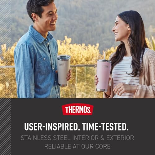 Image of THERMOS Icon Series 24oz Stainless Steel Tumbler with Slide Lock Lid, Leakproof, Fits Cupholder, Dishwasher Safe, Griptec Non‑Slip Base, Keeps Drinks Hot 6 Hrs /Cold 22 Hrs, Navy USA