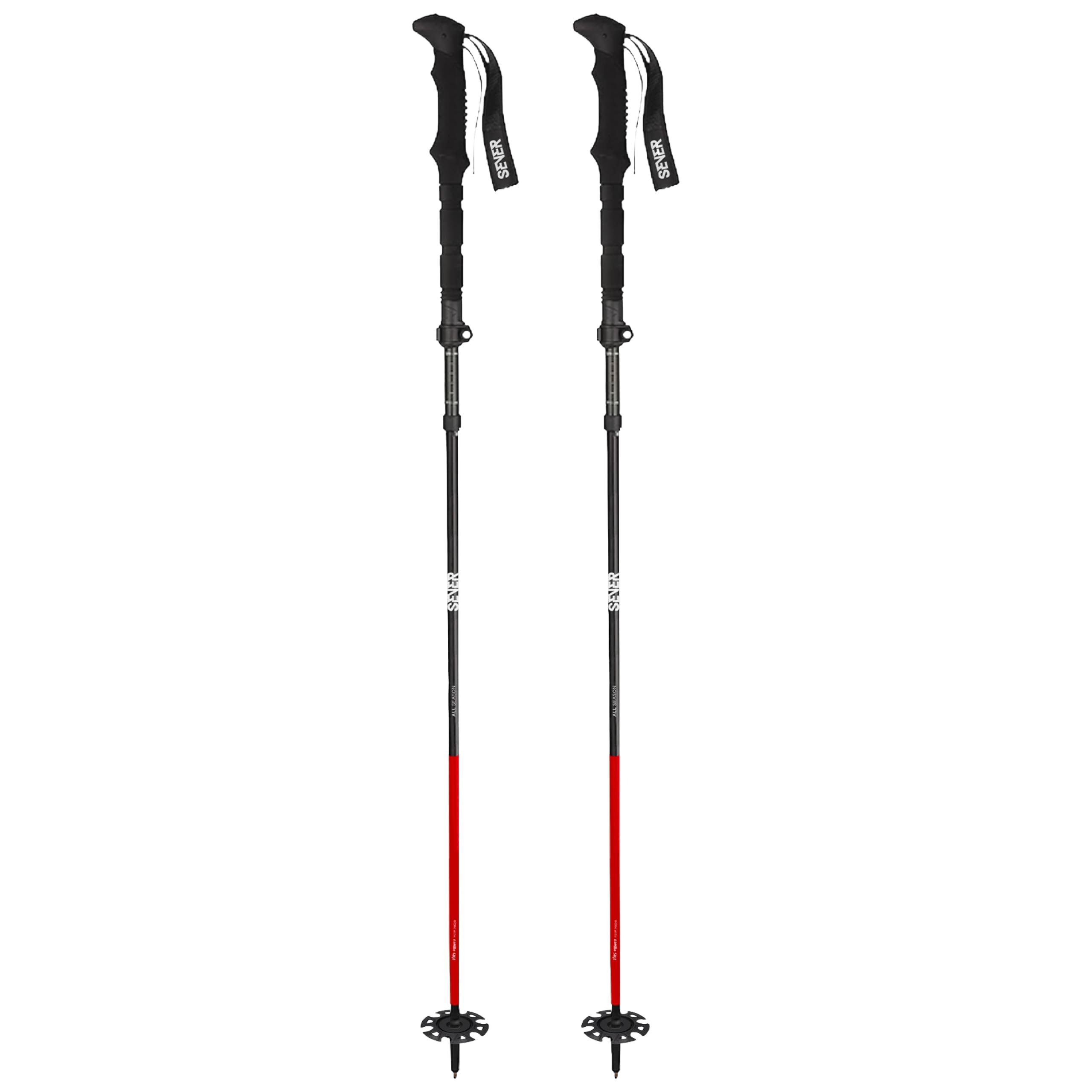 Nordic składane kijki trekkingowe, aluminiowe kijki z regulacją długości do 145 cm i lekkie, 3 końcówki na zimowe i letnie wycieczki