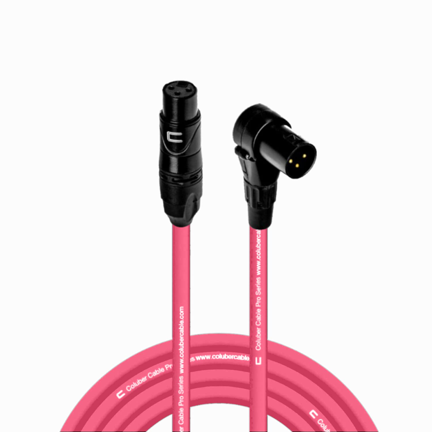 Balanced XLR Cable Female to Right Angle XLR Male - 20 Feet Pink - Pro 3-Pin Microphone Connector for Powered Speakers, Audio Interface or Mixer for Live Performance & Recording
