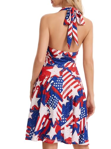 Image of Women's Summer Sundress- 2025 Sexy Halter Sleeveless Spring Boho Elastic Waist Ruffle Mini Dress