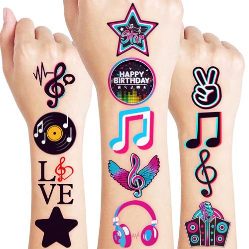 60 PCS Music Note Notes Musical Motivational Pre-Cut Temporary Tattoos