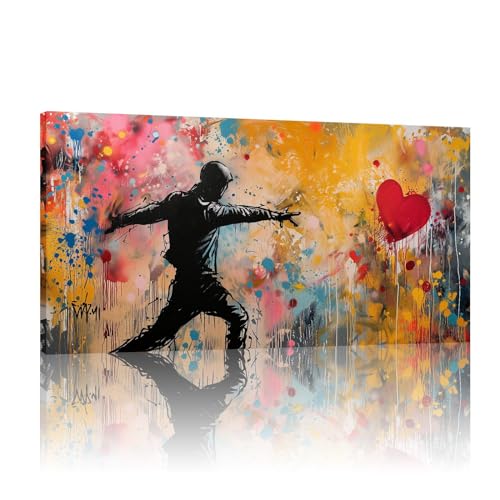Toile de Banksy pour salon moderne grand format 55x110 cm graffiti