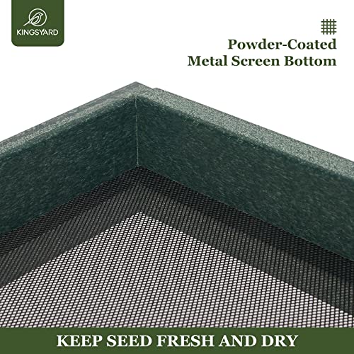 Kingsyard Platform Mealworm Bird Feeder for Outside, Recycled Plastic Hanging Tray Bird Feeders with Large Capacity 3.5 lbs, Premium Quality & Durable, Great for Attracting Wild Birds, Green